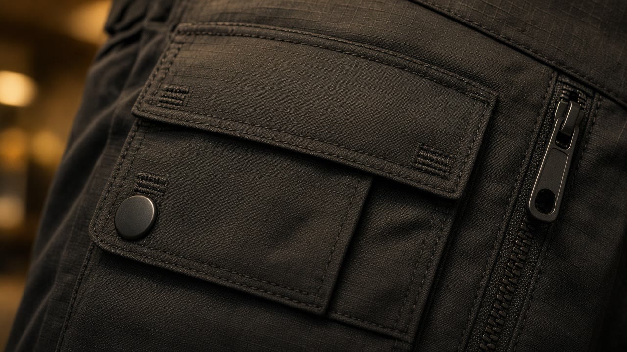 Line Pant pocket and hardware detail